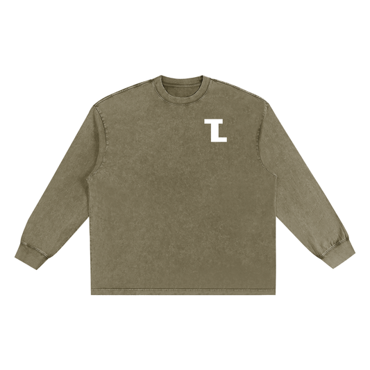 Snow Washed Oversize Long Sleeve T-shirt